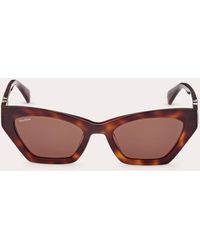 Max Mara - Shiny Classic Havana & Brown Cat-eye Sunglasses - Lyst