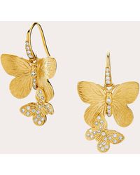 Syna - Diamond Jardin Butterfly Drop Earrings - Lyst
