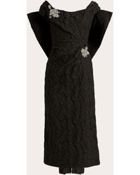 Erdem - Crystal Embellished Cloqué Jacquard Bow Detail Midi Dress - Lyst