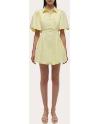 Jonathan Simkhai - Cleo Poplin Puff-Sleeve Mini Shirt Dress - Lyst