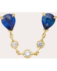 Yi Collection - Ceylon Sapphire & Diamond Chain Drop Earring - Lyst