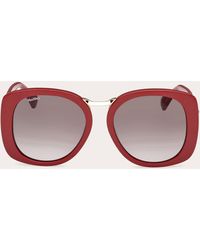 Max Mara - Shiny Bordeaux Bridge Oversized Round Sunglasses - Lyst