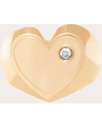 Carolina Neves - Diamond & 18k Heart Signet Pinky Ring - Lyst