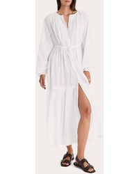 Merlette - Allegra Cotton Voile Smocked Button-Up Top Midi Dress - Lyst