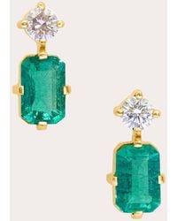 Yi Collection - Emerald & Diamond Deco Drop Earrings - Lyst