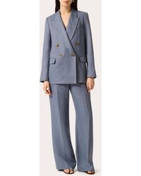 Argent - Basket Weave Linen Peaked Lapel Blazer - Lyst