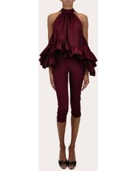 Azeeza - Plath Poplin Asymmetric Ruffle Halter Top - Lyst
