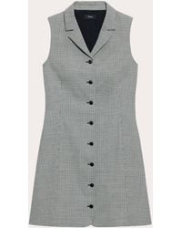 Theory - Plaid Wool Twill Sleeveless Blazer Dress Wool/Elastane/Polyester - Lyst
