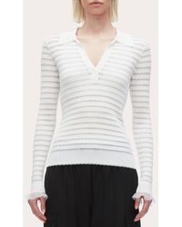 3.1 Phillip Lim - Shadow Stripe Pointelle Knit Polo Top - Lyst