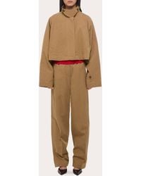 Helmut Lang - Cotton Linen Cropped Trench Jacket - Lyst