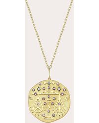 Charms Company - Pink Tourmaline Libra Zodiac Pendant Necklace - Lyst