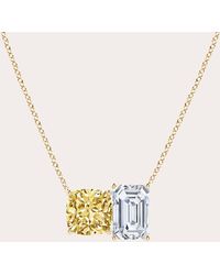 Natori - Yellow & White Diamond Two-stone Pendant Necklace - Lyst