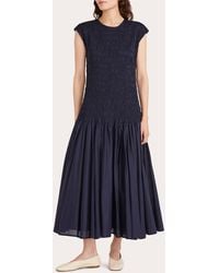 Merlette - Stijl Smocked Voile Drop-Waist Midi Dress - Lyst