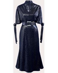 Edeline Lee - Pedernal Sequin Belted Tie-Sleeve Midi Dress - Lyst