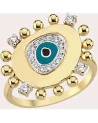Charms Company - Diamond Evil Eye Ring - Lyst