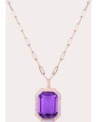 Goshwara - Amethyst & Pink Opal Vertical Pendant Necklace - Lyst