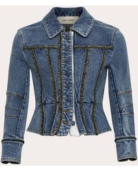 Hellessy - Kai Beaded Peplum Denim Jacket - Lyst
