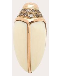 Bibi Van Der Velden - Mini Scarab 18K Carved Mammoth And Diamond Single Earring - Lyst