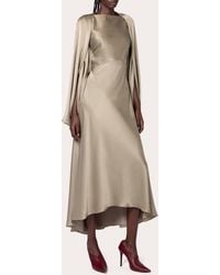 ROKSANDA - Koda Silk Satin Cape-Sleeve Midi Dress - Lyst