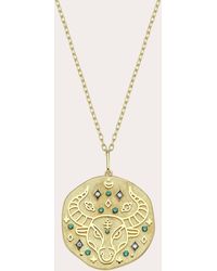 Charms Company - Emerald Taurus Zodiac Pendant Necklace - Lyst
