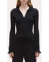 3.1 Phillip Lim - Shadow Stripe Pointelle Knit Polo Top - Lyst