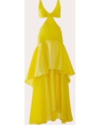 Estefania - Lemon Dream Tiered Silk Maxi Dress - Lyst