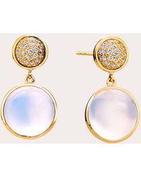 Syna - Moon Quartz & Champagne Diamond Candy Double Drop Earrings - Lyst