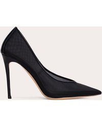 Black Suede Studio - Clio 100 Leather-Trim Mesh Pump - Lyst