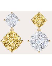 Natori - Yellow & White Diamond Two-stone Drop Earrings - Lyst