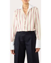 With Nothing Underneath - The Boyfriend Stripe Tencel Exaggerated-Cuff Button-Up Shirt - Lyst