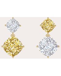 Natori - Small Yellow & White Diamond Two-stone Drop Earrings - Lyst