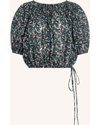 Merlette - Lotus Printed Cotton Smocked Crop Top - Lyst