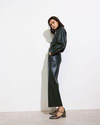 Oliver Bonas - Faux Leather Cropped Wide Leg Trousers, Size 6 - Lyst