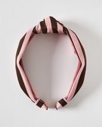 Oliver Bonas - Monica Brown & Pink Stripe Knot Top Headband - Lyst