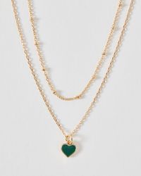 Oliver Bonas - Ottilie Mini Heart Pendant Double Row Necklace - Lyst