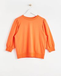 Oliver Bonas - Puff Sleeve Orange Jersey Top, Size 6 - Lyst