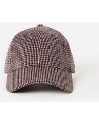 Oliver Bonas - Brown & Checked Brushed Cap Hat - Lyst