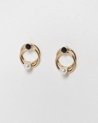 Oliver Bonas - Faye Loop & Faux Pearl Stud Earrings - Lyst