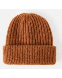 Oliver Bonas - Rust Ribbed Knitted Beanie Hat - Lyst