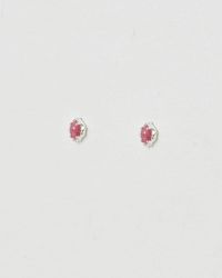 Oliver Bonas - Dara Pink Rhodonite Silver Stud Earrings - Lyst