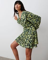 Oliver Bonas - Lime Floral Print Mini Dress, Size 6 - Lyst
