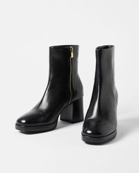 Oliver Bonas - Black Leather Platform Heel Boot, Size Uk 3 - Lyst