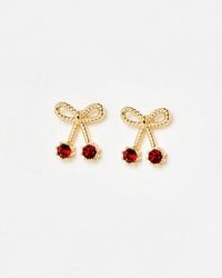 Oliver Bonas - Gisele Mini Bow Stone Detail Stud Earrings - Lyst