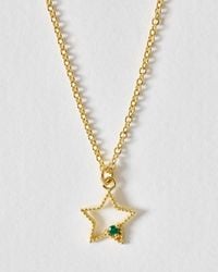 Oliver Bonas - Eris Textured Star Charm Cubic Zirconia Inlay Pendant Necklace - Lyst