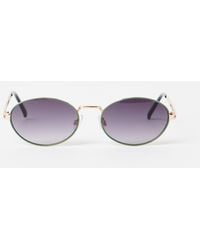 Oliver Bonas - Inlay Gold Tone Metal Oval Sunglasses - Lyst
