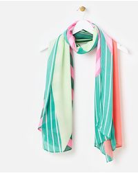 Oliver Bonas - Green & Pink Abstract Striped Lightweight Scarf - Lyst