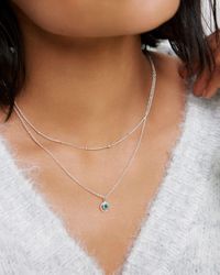 Oliver Bonas - Sarai Blue Jade Silver Layered Pendant Necklace - Lyst