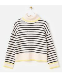 Oliver Bonas - Monochrome Striped Roll Neck Knitted Jumper, Size 16 - Lyst