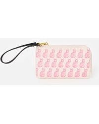 Oliver Bonas - Cream & Pink Cat Zip Around Card Holder - Lyst