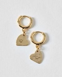 Oliver Bonas - Shannon Tone Heart Drop Huggie Earrings - Lyst